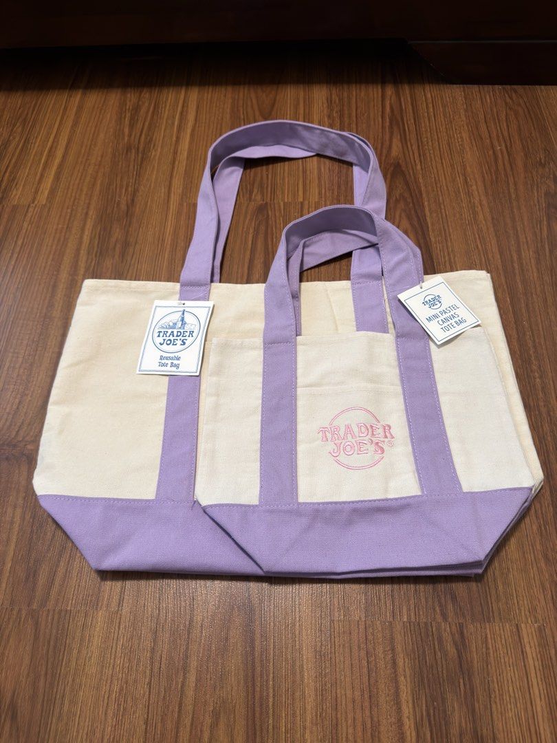 Trader Joe's Large & Mini Pastel Purple (Category: Tote Bags) located in Antipolo. Submitted by kzees (Listing ID 1444007194, Image 2). Description: - Original - Brandnew LARGE - 850 MINI - 550 BUNDLE - 1,300.