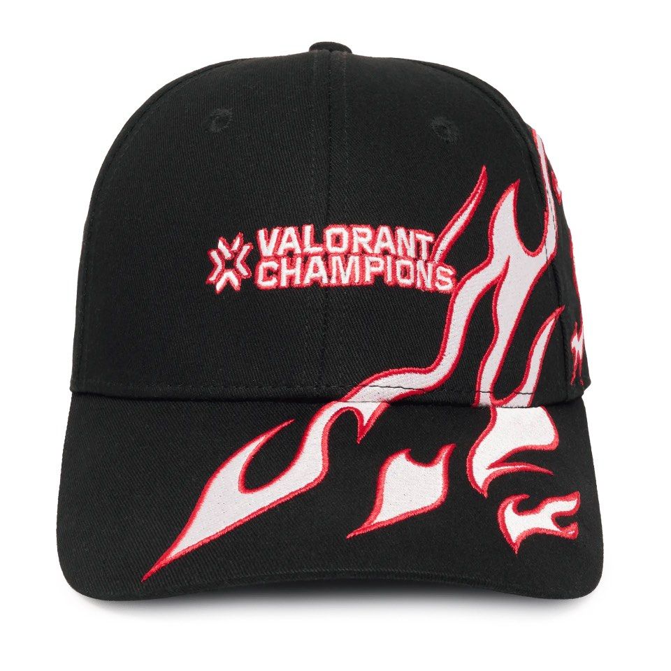 VALORANT CHAMPIONS Black Flame Embroidered Baseball Cap (Category: Caps & Hats) located in Paranaque City. Submitted by edsilooog (Listing ID 1443939707, Image 3). Description: Official Riot Games - VALORANT CHAMPIONS TOUR 2025 // BORN TO BURN HAT • 100% authentic from the Riot Games Store • Brand new, never worn • High-quality embroidered Valorant Champions logo and flame design • Limited edition / no longer easily available • Perfect for Valora