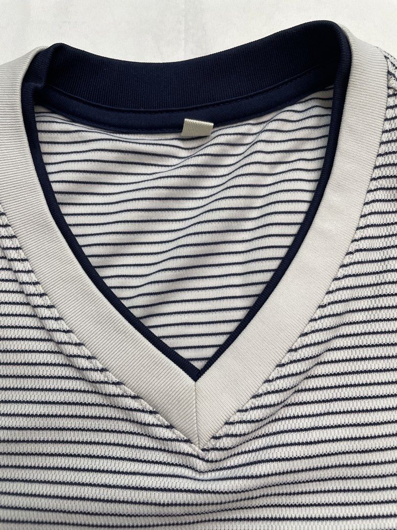Vneck White Blue Striped Shirt (Category: Shirts) located in Manila. Submitted by pepperstoremerch (Listing ID 1436690056, Image 2). Description: Women’s Vneck Striped White and Blue Shirt Top Topvalu Size Medium 80% Polyester, 20% Cotton Preloved, good condition Please see pictures D0043.