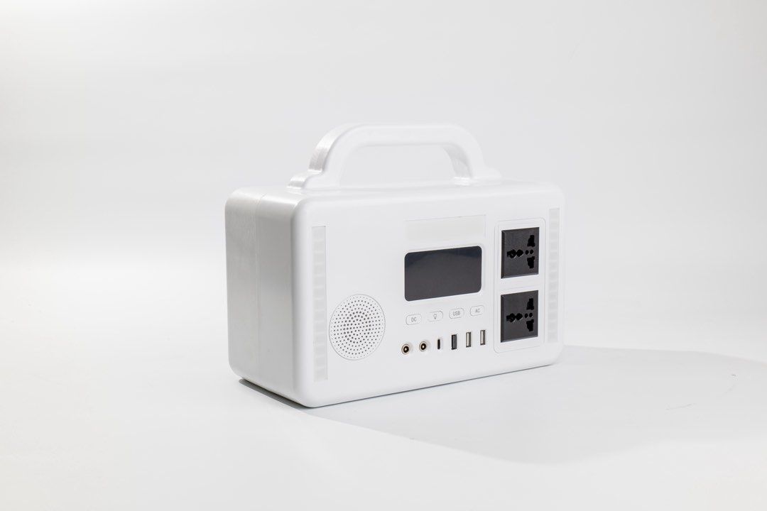 White Portable Power Station with Multiple Outlets & USB Ports (Category: Other Gadgets) located in Santa Rosa. Submitted by zyzy008 (Listing ID 1443967771, Image 1). Description: - Versatile power: AC outlets, DC output, and USB ports (including Quick Charge 3.0) - Clear digital display: Shows battery level and output status - Built-in entertainment: Speaker and side LED lights included - Portable design: Easy-to-carry handle for on-the-go use -