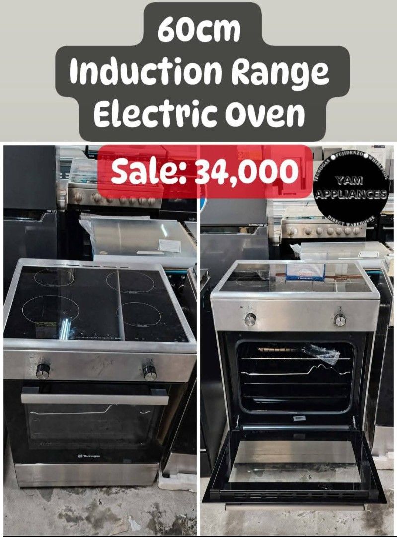 60cm Induction Range with Oven (Category: Cookers) located in Caloocan City. Submitted by yam_appliances (Listing ID 1444228263, Image 1). Description: 60cm induction range rotisserie full electric 4induction zone brandnew mallpullout with warranty COD PAYMENT.