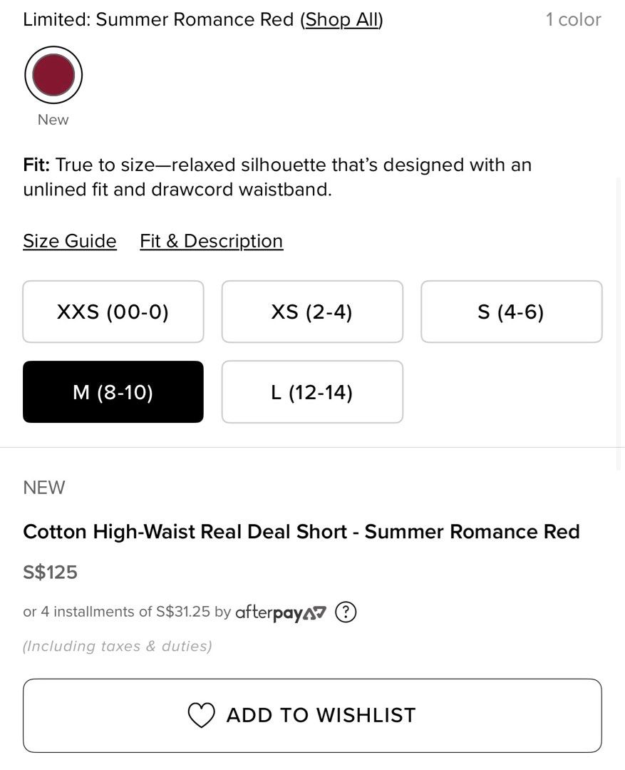 Alo Cotton High-Waist Real Deal Short - Summer Romance Red (Category: Activewear) located in Singapore. Submitted by mybrownpages (Listing ID 1444200449, Image 3). Description: .