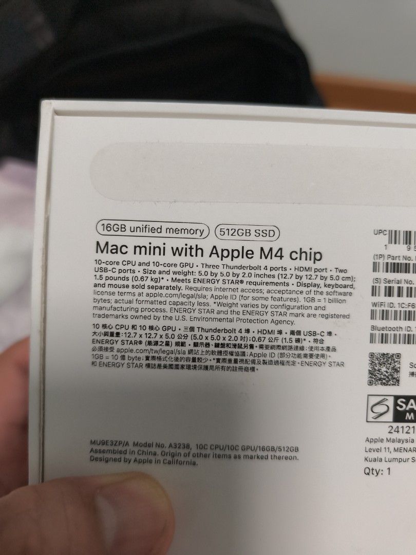 Apple Mac Mini M4 Chip 16GB RAM 512GB SSD484221244010014720