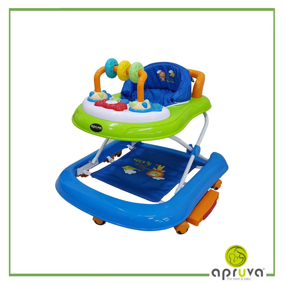 Apruva Walker (Category: Infant Playtime) located in Bulacan. Submitted by etxcetera (Listing ID 1444134754, Image 2). Description: Apruva Bought on March 2026 Used for 2 months only as baby has learned to walk already Multi height adjustment Can be used as push walker Musical tray convertible to dining tray 2 in 1 base design (walker & rocker) Compact and easy to fold.