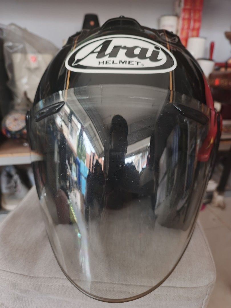 Arai Cafe Racer Motorcycle Helmet (Category: Motorcycle Apparel) located in Singapore. Submitted by amelal10me33396 (Listing ID 1444175276, Image 1). Description: Very rare arai Condition as in the photo Price can be discussed Can trade for Arai RX-7X Shoei X-15 size M.