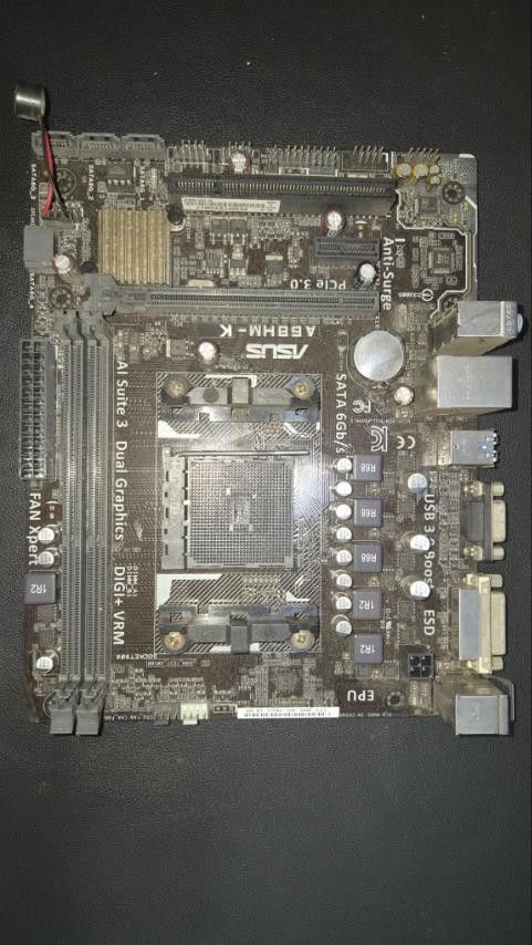 ASUS A68HM-K Motherboard (Category: Computer Parts) located in Pasig City. Submitted by thrifters_anonymous (Listing ID 1444231642, Image 1). Description: - ASUS A68HM-K Motherboard - Ideal for PC Builds - Supports Dual Graphics - Features SATA 6Gb/s Ports - Includes USB 3.0 Connectivity - Please check photos for detailed condition and specifications..