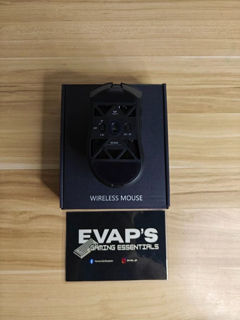 Aula SC620 - Black (Tri-Mode) (Category: Mouse & Mousepads) located in Bugallon. Submitted by evaps_gm (Listing ID 1444178166, Image 2). Description: Aula SC620 - Black (Tri-Mode) Price: ₱895 (₱2,289 SRP) SPECS: • PixArt PAW3311 Sensor • 1000Hz Polling Rate • Customizable RGB Lighting • Tri-Mode (BT/2.4G/USB-C) • Customizable Fire Button • 67g Honeycomb Shell Lightweight Design • 400mAh Battery • 800 - 12000 DPI • With Software Support What's ins