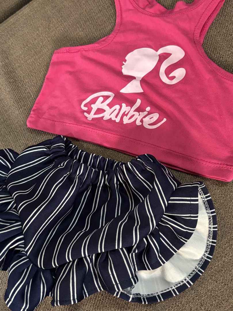 Barbie Crop Top and Ruffle Shorts Set (Category: Babies & Kids Fashion) located in La Trinidad. Submitted by secondsmatter (Listing ID 1444145679, Image 3). Description: - Bright pink crop top - Navy blue shorts with white stripes and ruffles - Ideal for summer wear and dress-up - Comfortable and stylish for kids - for 3-4yrs old😊.