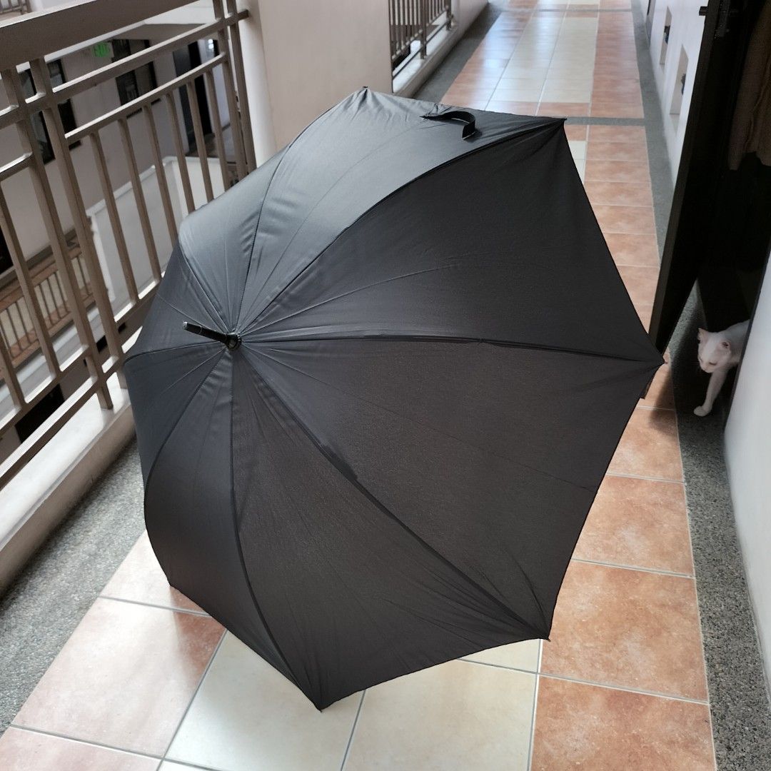 2pc Big and Long Umbrellas with defect (Category: Umbrellas) located in Paranaque City. Submitted by decluttering-all (Listing ID 1444182008, Image 2). Description: - black samurai sword design umbrella with broken handle - blue handle umbrella with detached divider between handle and button - Durable black fabric - Comes with a black carrying sleeve and strap - minor damage - Ideal for rainy days or as a unique prop 65 per PC 100 if you get the 