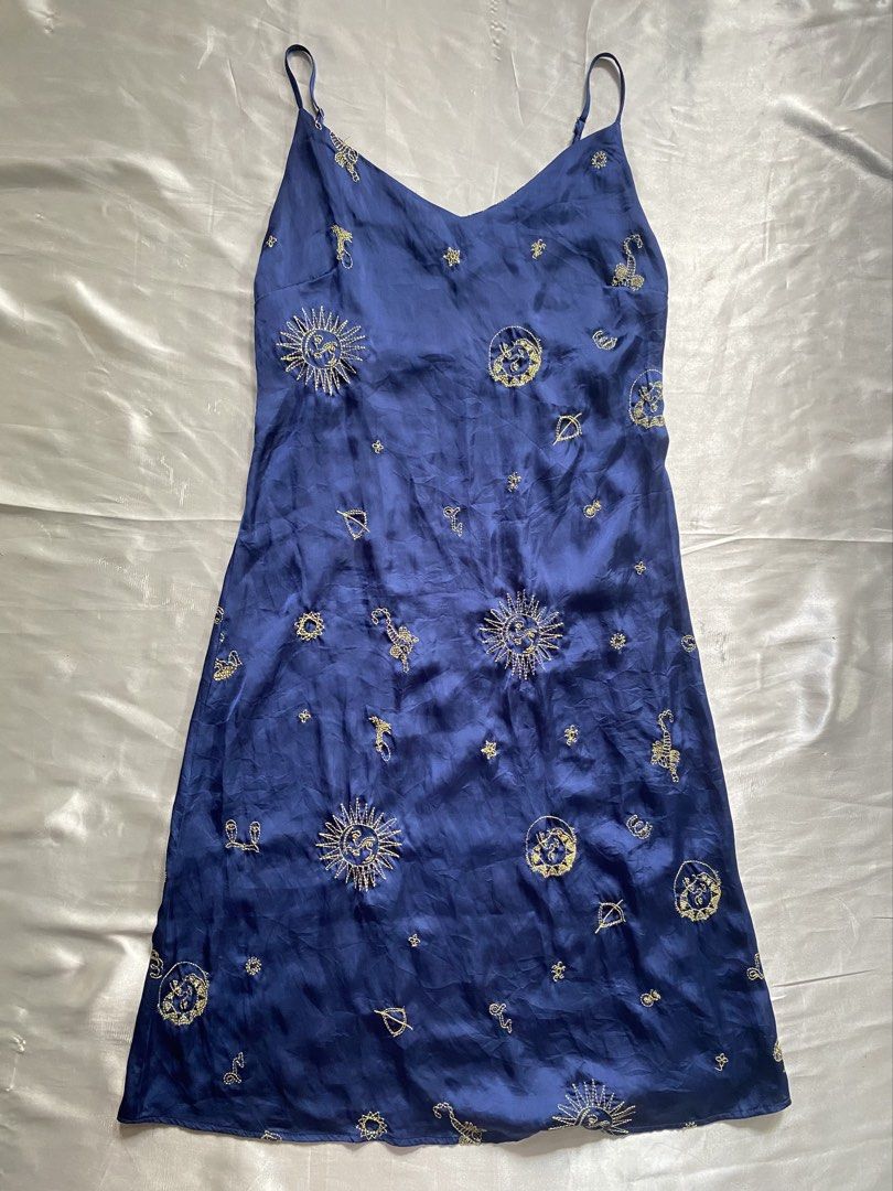 Blue Satin Slip Nightdress (Category: Dresses) located in Manila. Submitted by selectsbysam (Listing ID 1444145576, Image 2). Description: - Soft & silky feeling - Adjustable straps - Midi length - Size L - Actual color may vary slightly due to lighting -MOP: Gcash 📍 Please check photos for details .