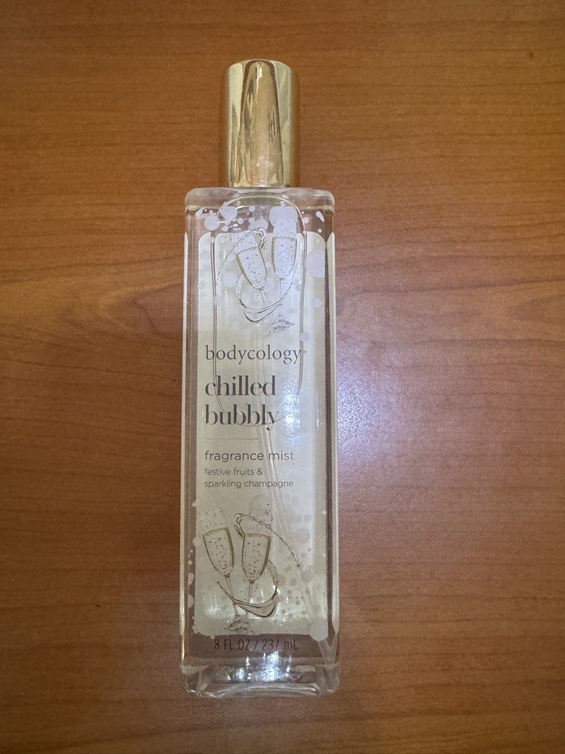 Bodycology Chilled Bubbly Fragrance Mist 8 oz (Category: Fragrance & Deodorants) located in Manila. Submitted by whitewallflower (Listing ID 1444176506, Image 1). Description: - Bodycology Chilled Bubbly Fragrance Mist - Scent Profile: Champagne, Vanilla, Sandalwood - Ideal for a refreshing spritz throughout the day - Apply to pulse points (wrists, neck, shoulders) - Free from parabens and phthalates - Size: 8 fl oz / 237 mL.