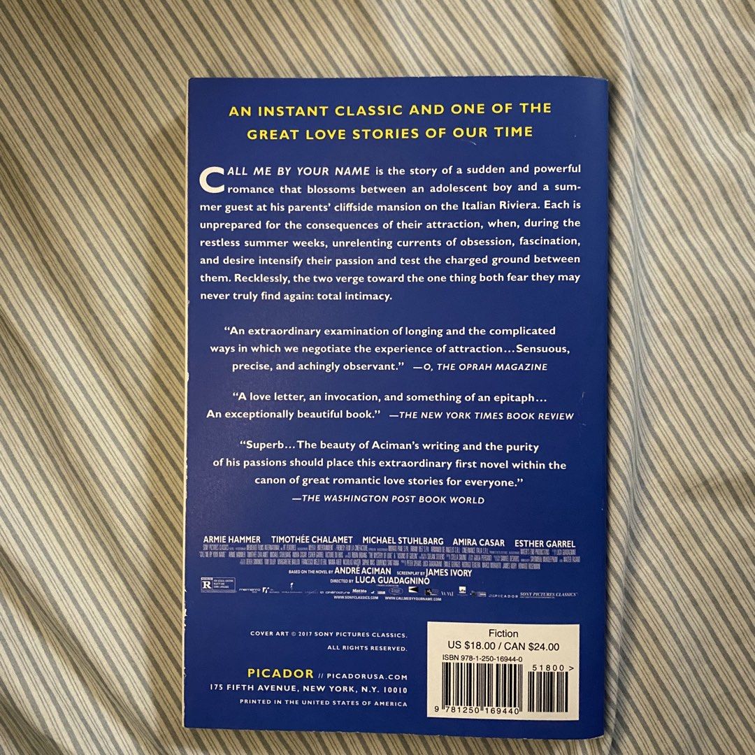 Call Me by Your Name by André Aciman (Category: Storybooks) located in Quezon City. Submitted by relovedblugoods (Listing ID 1444196828, Image 2). Description: 🧵⋆˚｡ did not finish, pm for details. — first to pay, first to get — sure buyers only 🎐 no COD (cash on delivery) 🎐 MOP (mode of payment) - gcash only 🦋 𑣲⋆ shipping via J&T (buyer will shoulder the shipping fee; no rush orders) 🦋 𑣲⋆ same day shipping via Lalamove 💎˚. ᵎᵎ no REFUND, C