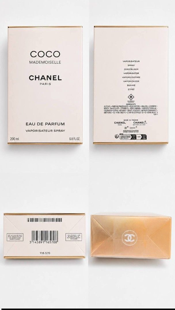 Chanel Coco Mademoiselle Eau de Parfum 200ml (Category: Fragrance & Deodorants) located in Binangonan. Submitted by raguirnela61116 (Listing ID 1444163085, Image 1). Description: - Authentic Chanel Coco Mademoiselle Eau de Parfum - Vaporisateur Spray - 200ml size - Comes in original box.