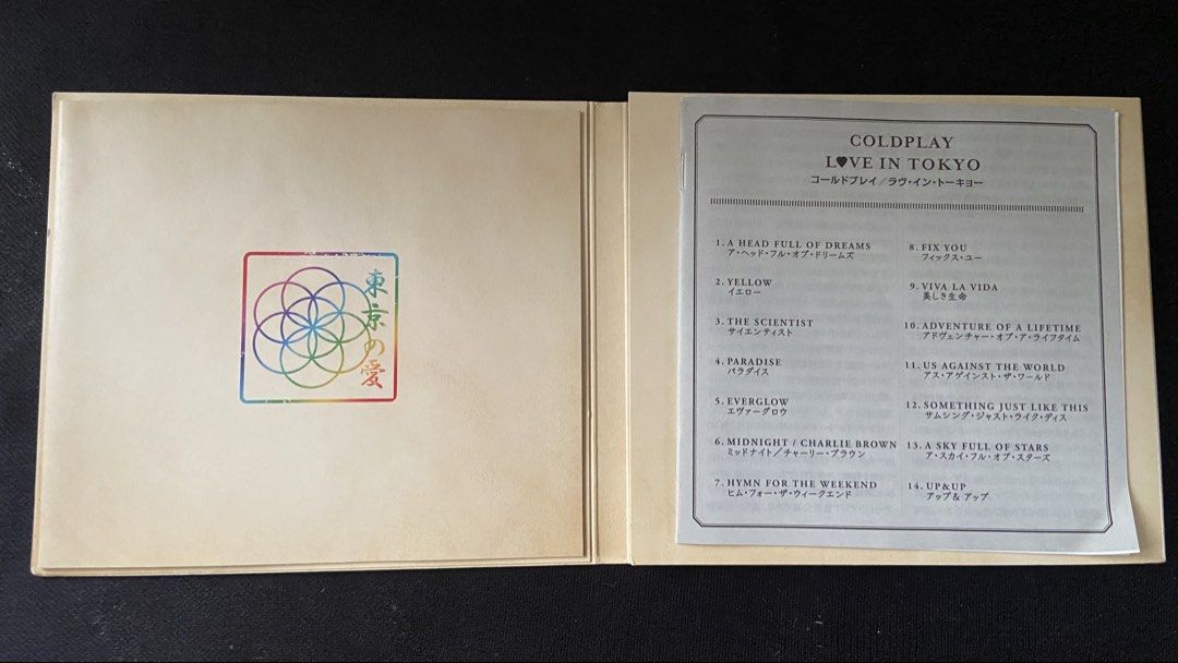 Coldplay Love in Tokyo Live CD (Category: CDs & DVDs) located in Pasig City. Submitted by jeprocts (Listing ID 1444303949, Image 2). Description: Coldplay Live in Tokyo CD - Includes all 14 tracks - Features chibi-style band members on the cover - CD has a unique rainbow design - A must-have for any Coldplay fan!.
