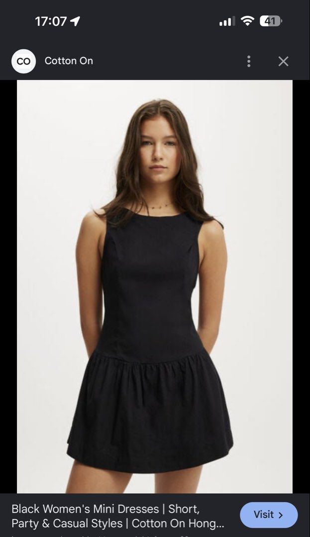 Cotton On Black Mini Dress (Category: Dresses) located in Quezon City. Submitted by shopwith.tin (Listing ID 1444206851, Image 1). Description: - Cute black mini dress - Brand: Cotton On - Sleeveless design - Flattering fit - Gathered, flared hem skirt - Versatile for parties or casual outings -Worn once. DM FOR ACTUAL PHOTO.