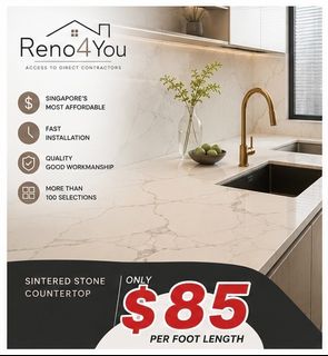 Sintered Stone Countertop Singapore | Custom Kitchen Carpentry & Table Top  Custom Sintered Stone Dining Table, Kitchen Countertops & Carpentry Work Collection item 2