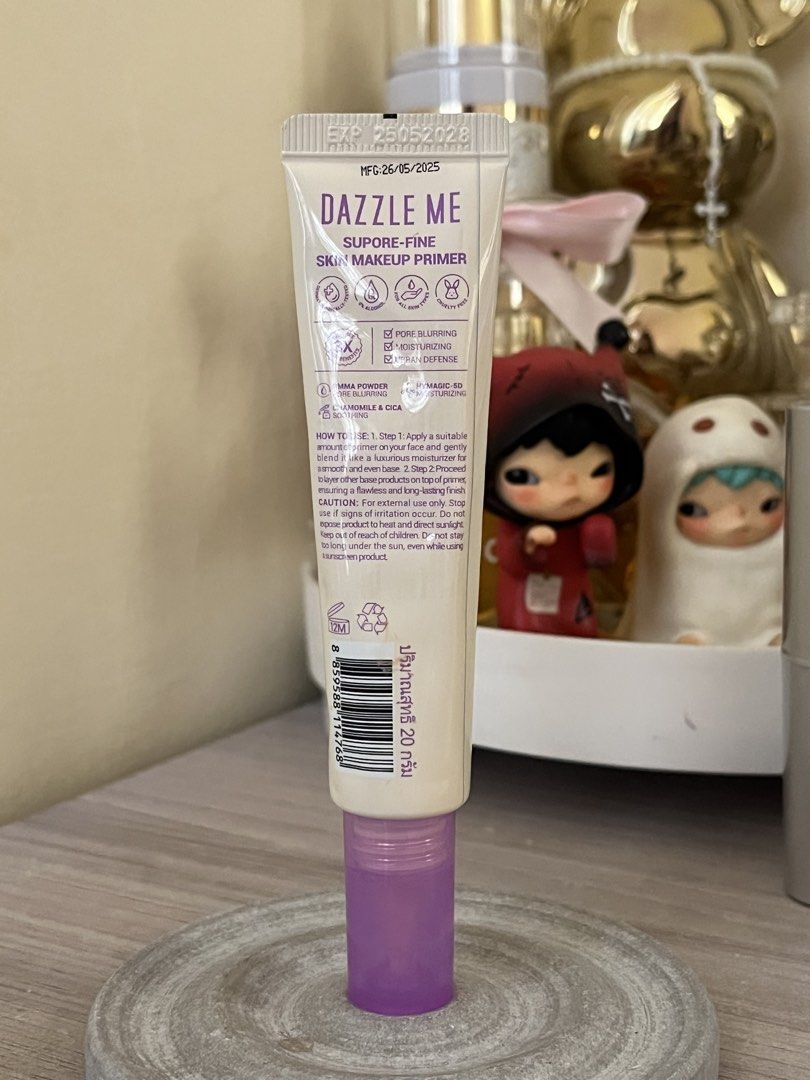 Dazzle Me Makeup Primer (Category: Makeup) located in Cordon. Submitted by robuxbyaki (Listing ID 1444209204, Image 2). Description: USED ONCE FOR SWATCH ONLY, BRAND NEW Location: Metro Manila Marikina Payment: Gcash or BDO Check reviews if needed Courier: JNT LOW PRICE NA!! - Dazzle Me Supore-Fine Skin Makeup Primer - Blurs pores and fine lines for a flawless finish - 12-hour oil control to keep shine at bay - Acne-friendly formula, gentle on sk