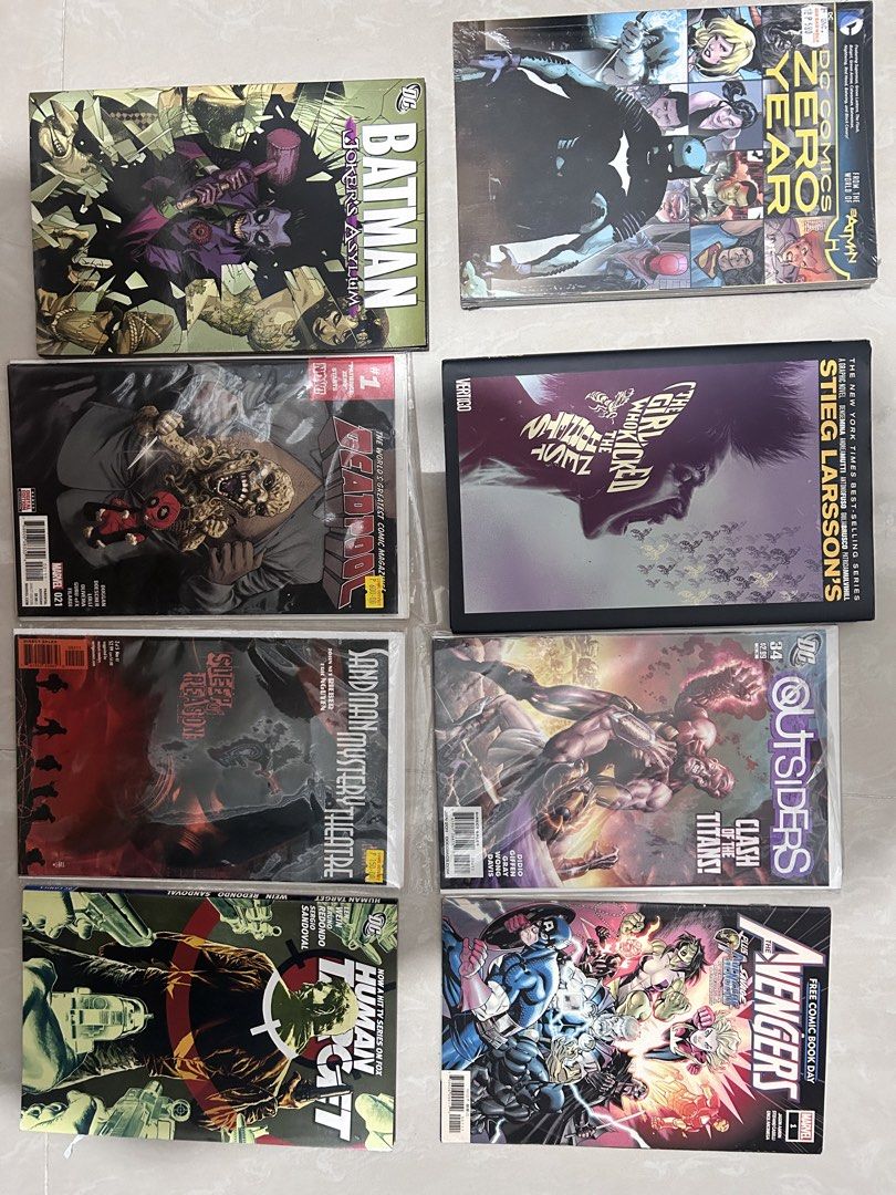 DC Comics Batman, Avengers, Outsiders, Sandman & More Comics (Category: Comics & Manga) located in Taguig. Submitted by Yanyann (Listing ID 1444231098, Image 1). Description: 500 - Batman: Joker's Asylum - Batman: Zero Year-sold - Deadpool -the Girl who killed the Hornets nest 100 - Sandman Mystery Theatre - DC Comics: The Outsiders 300 - Human Target .