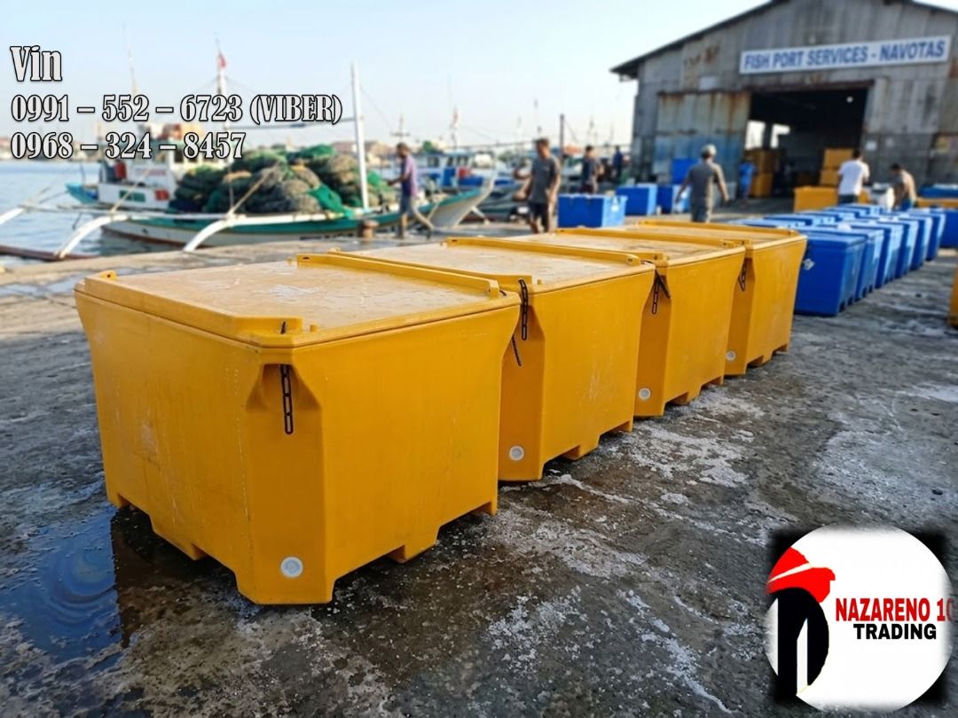 fish cooler box 1000 liters (Category: Storage Boxes & Baskets) located in Bacoor. Submitted by zx400rr (Listing ID 1444155757, Image 1). Description: FISH COOLER BOX 1000 LITERS CAPACITY • Portable & Heavy Duty • insulated cooler type • Ultimate insulation materials • UV resistant • Double wall molded with injected with polyurethane foam • Impact resistant • Drain System Dimension: 146L x 117W x 88H (cm) COLOR: Blue , Green , Yellow For inquiry 