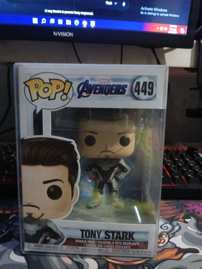 Funko Pop Marvel Avengers Tony Stark 449 (Category: Figurines & Statues) located in Caloocan City. Submitted by jdc28 (Listing ID 1444224195, Image 1). Description: - Funko Pop! Tony Stark figure - Marvel's Avengers #449 - Brand new in original box - Box is clear, showcasing the fi begure - Ideal for any Marvel fan's collection -W/ Protector.