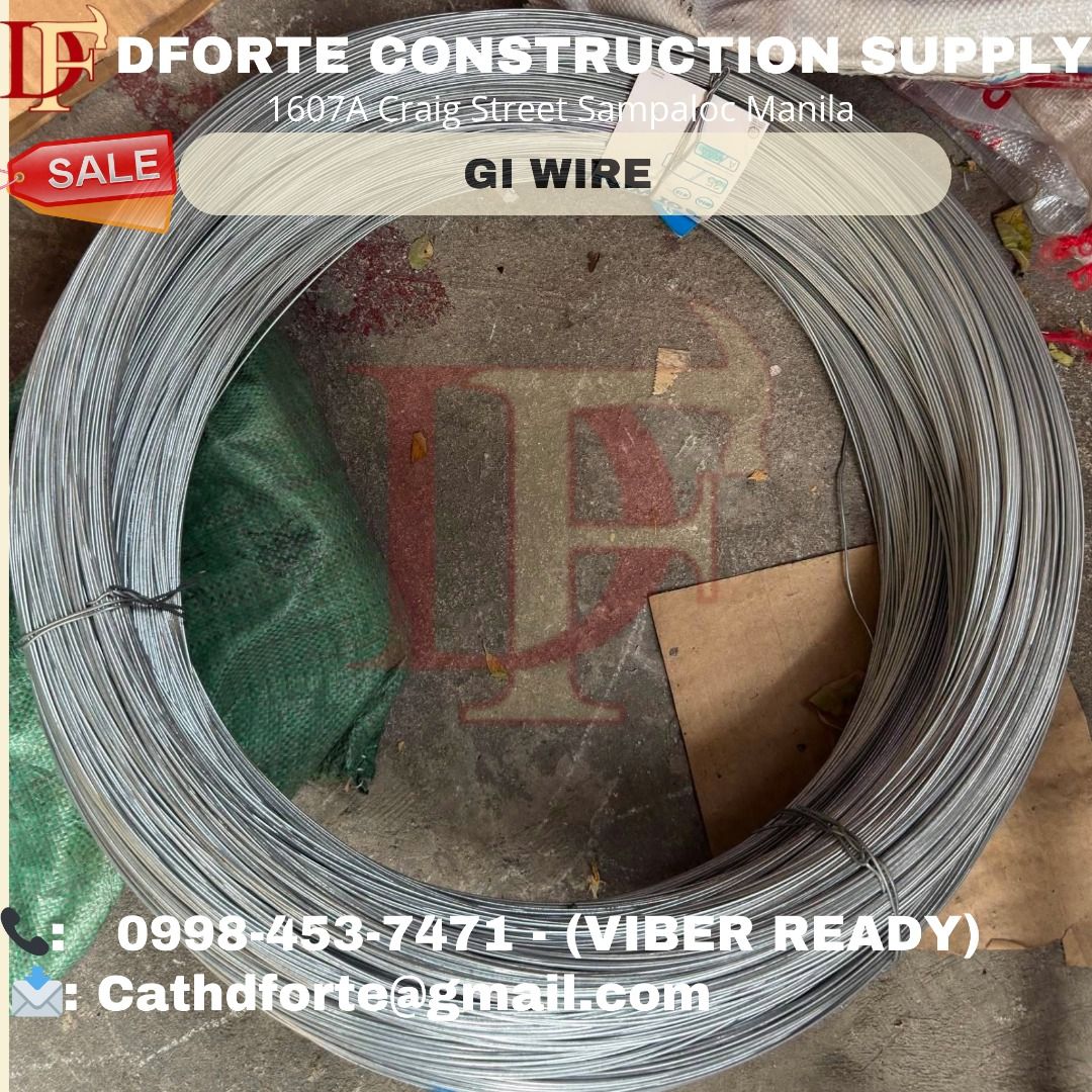 G.I WIRE (Category: Construction & Building Materials) located in Manila. Submitted by dforte_ms.cath (Listing ID 1444121690, Image 1). Description: 🏗️ DFORTE CONSTRUCTION SUPPLY Excellence is our forte — your satisfaction is our priority. Looking for a reliable supplier of quality construction materials, tools, and industrial products? DFORTE Construction Supply is here to support your projects with dependable products, competitive pricing, and