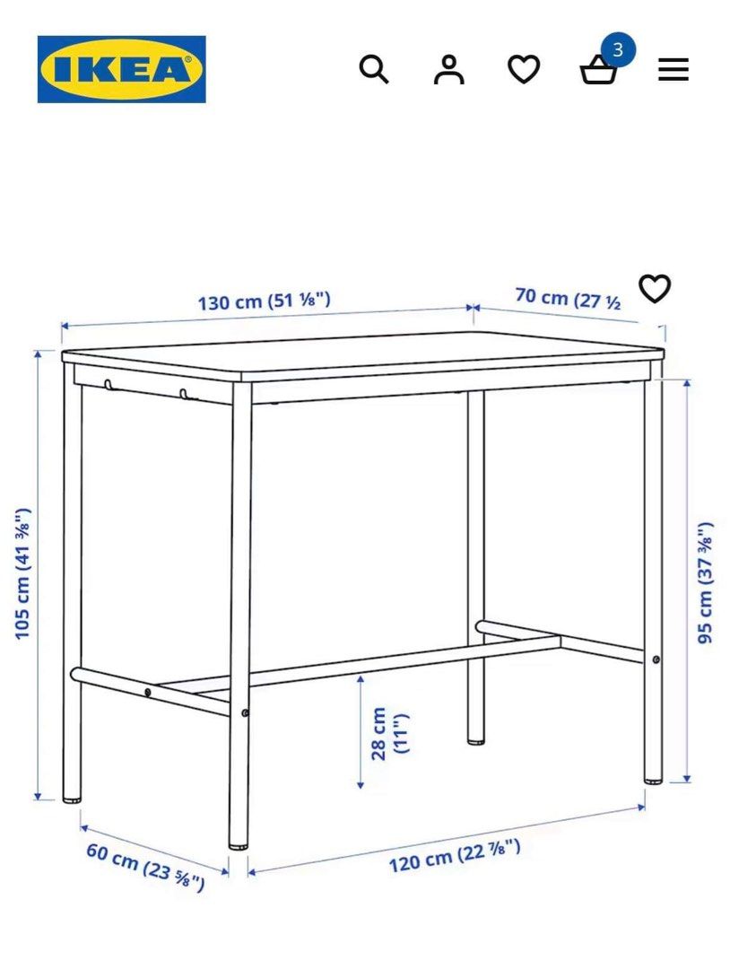 IKEA Bar Table - White Legs, Wood Top (Category: Tables & Sets) located in Tagaytay City. Submitted by jaclyn09 (Listing ID 1444127510, Image 2). Description: TOMMARYD BRAND NEW 💯 Table, white stained oak veneer/white, 130x70x105 cm (51 1/8x27 1/2x41 3/8 “) 🔖 ₱10,590 (Retail Price) RFS: Change of mind. Item is properly unassembled and back in its original box. 📍Pick-up Location: SMDC Wind Residences Tagaytay.