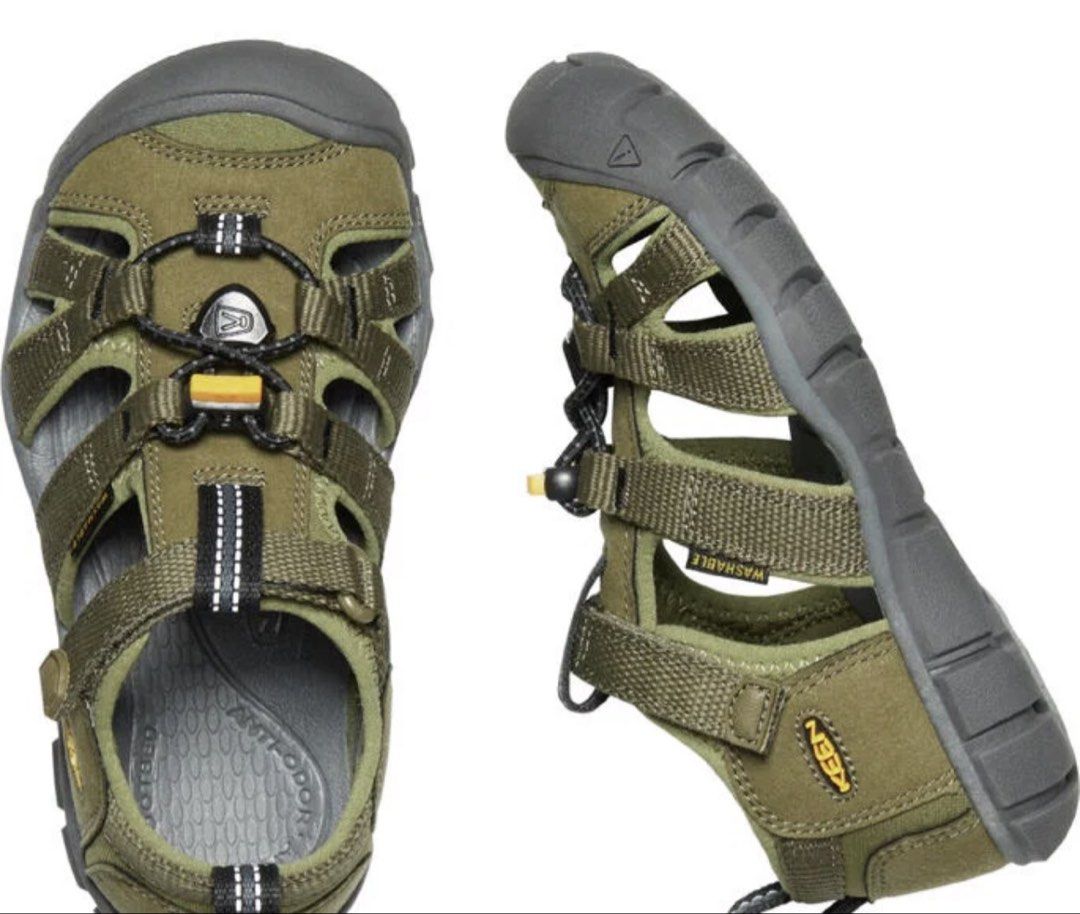 KEEN Children's Sandals Military Olive/Saffron US 10 (Category: Babies & Kids Fashion) located in Singapore. Submitted by normanprince (Listing ID 1444132232, Image 1). Description: - KEEN Seacamp II CNX Children's Sandals - Color: Military Olive/Saffron - Size: US 10 (UK 9, CM 17, EU 27/28) - Features: Washable, Anti-odor footbed, Non-marking soles - Ideal for: Outdoor adventures and active play.