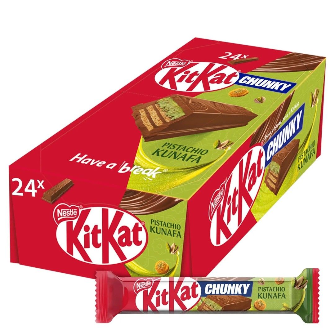 KitKat Chunky Pistachio Kunafa Chocolate Bar (Category: Other Food & Drinks) located in Binan City. Submitted by kpaa7824 (Listing ID 1444130848, Image 3). Description: - New KitKat Chunky Pistachio Kunafa! - Features a delicious pistachio and kunafa filling. - A perfect sweet treat for any occasion. - Pasabuy from Egypt and now onhand and ready to ship 200 pesos each ‼️‼️‼️ 10 pcs. available.
