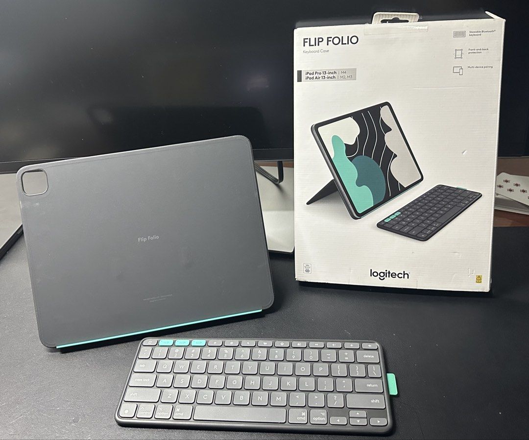 Logitech Flip Folio Keyboard Case for iPad 13” (Category: Cases & Sleeves) located in Quezon City. Submitted by aldrei101 (Listing ID 1444297963, Image 1). Description: For sale/swap to 13” m4/m5 pro magic keyboard (I will add) Bought on 20 May 2026 No issues Feel free to ask any questions Can do meetup around qc Some stuff autofilled by carousell: - Logitech Flip Folio keyboard case - Compatible with iPad Pro 12.9-inch and iPad Air 13-inch - Con