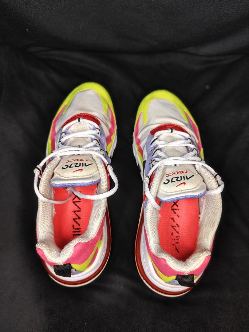 Nike Air Max 270 React Multi-Color Sneakers (Category: Sneakers) located in Muntinlupa City. Submitted by junabe982 (Listing ID 1444291461, Image 3). Description: Nike WMNS Air Max 270 React “Multi-Color” Model: CZ9351-100 Condition: Lightly Used Price: ₱800 Size: US 8.5 / UK 6 No Box Location: Muntinlupa City, Metro Manila Mode of Payment: GCash / Bank Transfer / Cash Shipping: J&T / Lalamove / Meet-up ✅ Clean pair ✅ No sole separation ✅ No heel