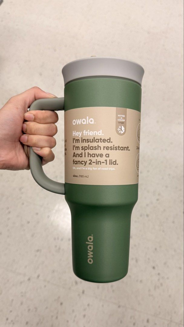 Owala water bottles & tumblers (Category: Water Bottles & Tumblers) located in Muntinlupa City. Submitted by arteh_tech (Listing ID 1443347692, Image 3). Description: Fewer refills = better hydration - all thanks to the Owala 40oz Tumbler. But this is no ordinary insulated cup. It also has an awesome 2-in-1, sip-or-swig lid. Another handy feature? The Owala Tumbler fits easily into most cup holders, making it the perfect car companion. ETA : July