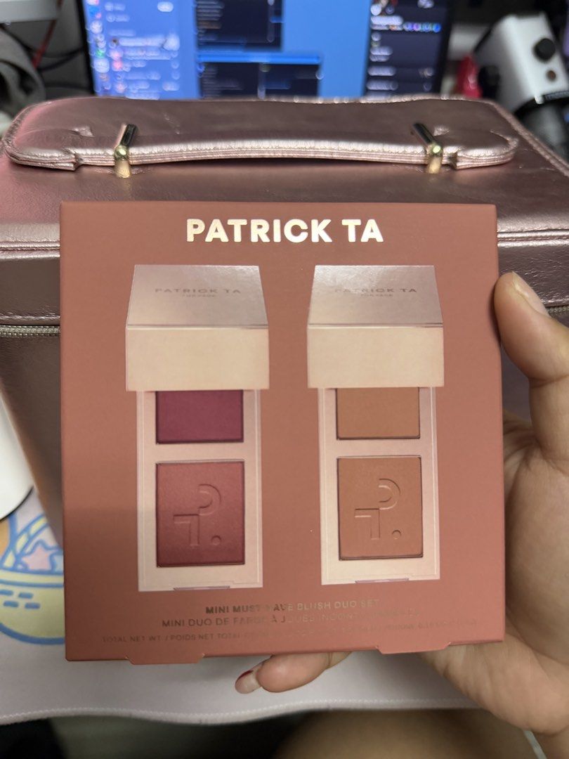 [SALE‼️] Patrick Ta Mini Blush Duo SET (2 mini blushes) (Category: Makeup) located in Paranaque City. Submitted by lalachips (Listing ID 1444299398, Image 1). Description: Blush duo set for only ₱3,500!! Priority to sell as a set but if per piece, ₱1800 each. - Patrick Ta Mini Blush Duo Set - Includes shades: 'She Goes To The Gym' and 'She's Seductive' - Features both cream and powder formulas - Perfect for achieving a natural flush - Comes in or