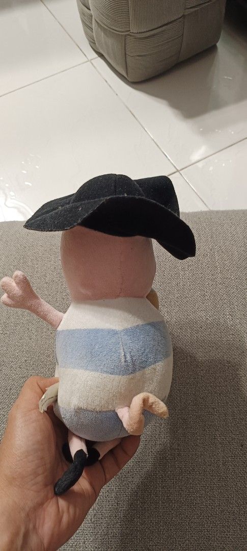 Peppa Pig Pirate Plush Toy with Eye Patch (Category: Plushies & Soft Toys) located in Manila. Submitted by deeclutter_hub (Listing ID 1444240371, Image 3). Description: - Adorable Peppa Pig plush toy dressed as a pirate. - Features a pirate hat with skull and crossbones. - Includes an eye patch for authentic pirate look. - Blue and white striped shirt. - Holding a yummy yellow ice cream cone. - A must-have for any Peppa Pig enthusiast!.