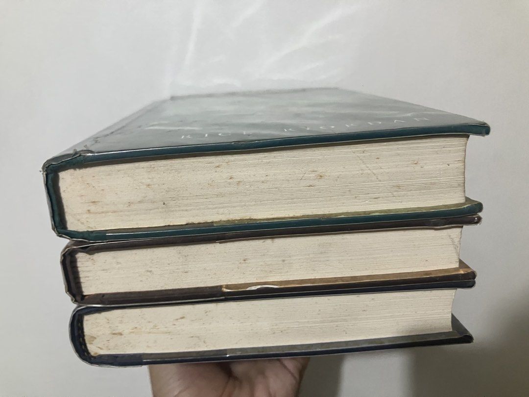 Percy Jackson First Edition Harcover Books 1-3 (Category: Storybooks) located in Makati City. Submitted by bookdeclutterer123 (Listing ID 1444281602, Image 2). Description: original all bought from fullybooked no markings .
