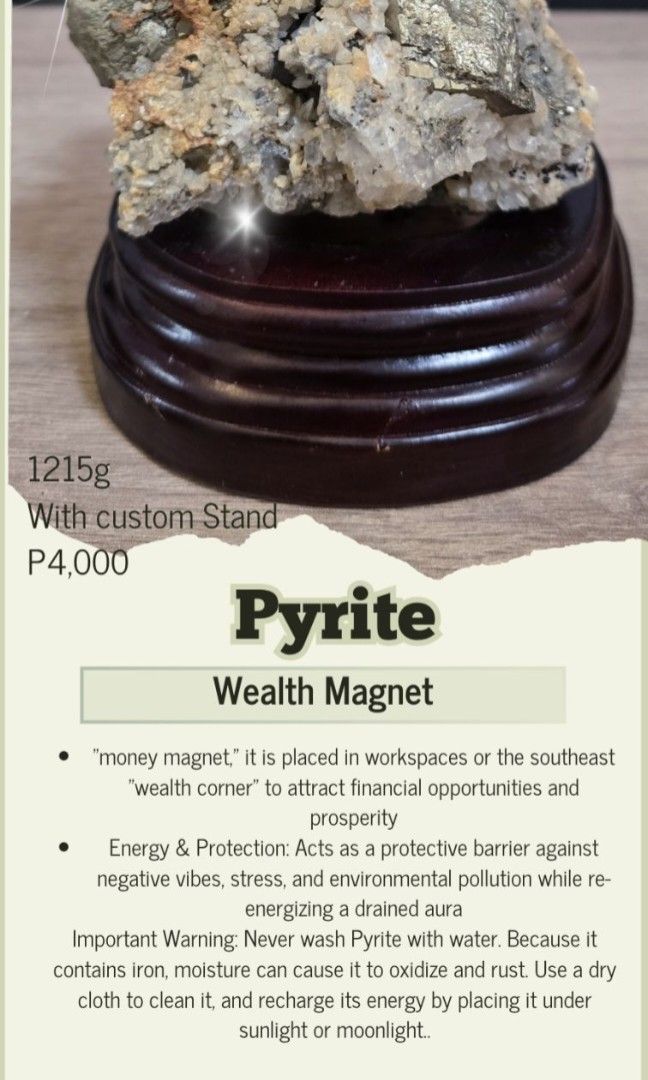 Pyrite with Yellow and White Calcite (Category: Precious Stones) located in Taguig. Submitted by c_rivera (Listing ID 1444145760, Image 2). Description: 1.2kg Wealth Manifestation. RFS: Raising Funds. Negotiable for same day transactions..
