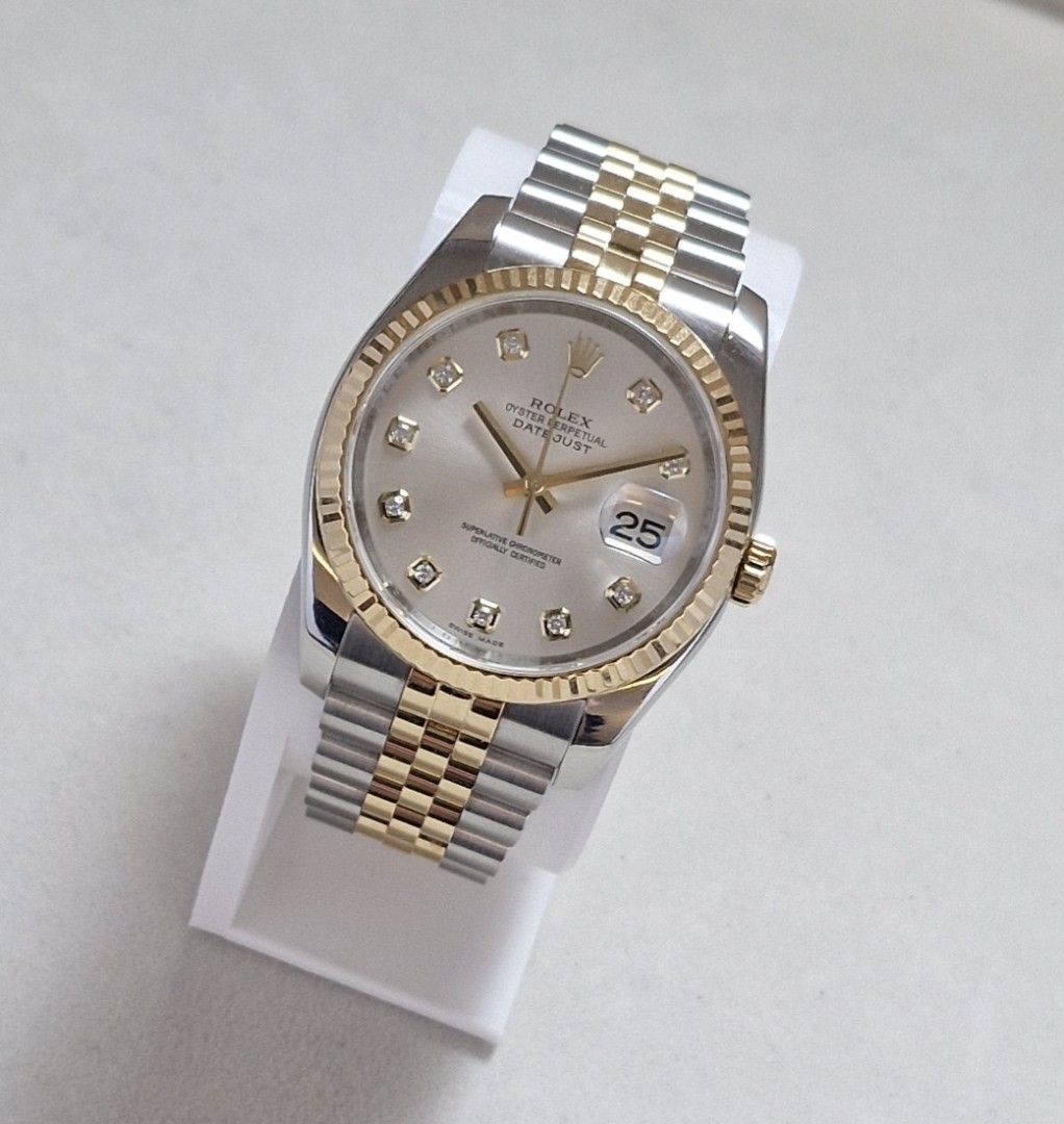 Rolex Datejust Diamond Dial Two-Tone (Category: Luxury Watches) located in Quezon City. Submitted by rhyswatchmnl (Listing ID 1444122058, Image 2). Description: Rolex Datejust 36 Two Tone Year 2018 Full Set Condition 9.8/10 750,000.