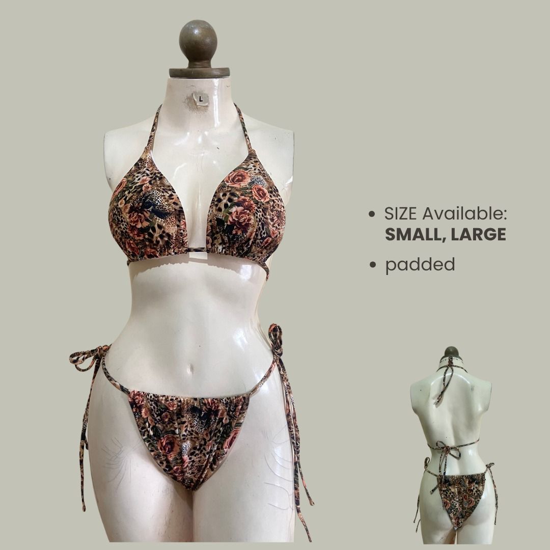 (S) (L) self tie swimsuit printed bikini (Category: Bikinis & Swimsuits) located in Bacoor. Submitted by hijasph (Listing ID 1444245922, Image 1). Description: BRAND NEW Available: small, large Payment: ✅ g.cash/ b.ank Transfer DELIVERY/SHIPPING: ✅ J&T.