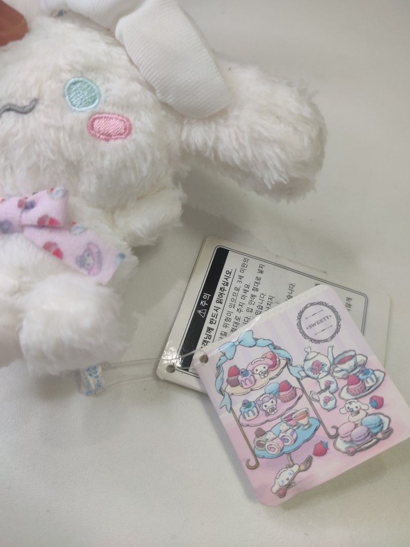 Sanrio Cinnamoroll Plush Keychain with Tags (Category: Plushies & Soft Toys) located in Manila. Submitted by epicmountain-f20453 (Listing ID 1444301807, Image 2). Description: - Adorable Cinnamoroll plush keychain - Features a cute pink bow with polka dots - Comes with original tags attached - Perfect for decorating bags, backpacks, or as a cute accessory - Other Cinnamoroll plushies also available!.
