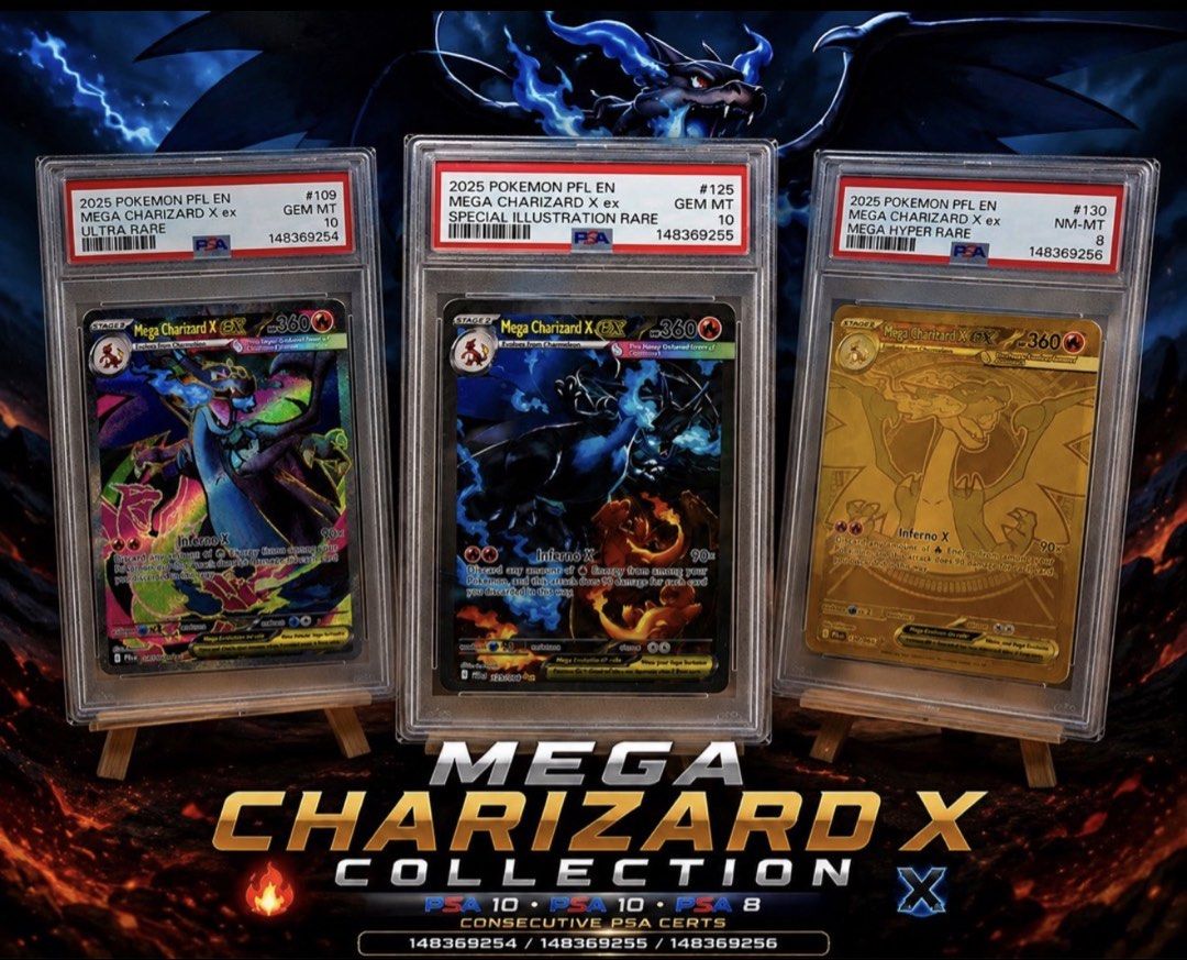 Sequential Mega Charizard X Ex (Category: Graded Cards) located in Singapore. Submitted by lucky8oysss (Listing ID 1444113204, Image 1). Description: Sequential Grading although not perfect but at least a sequential..