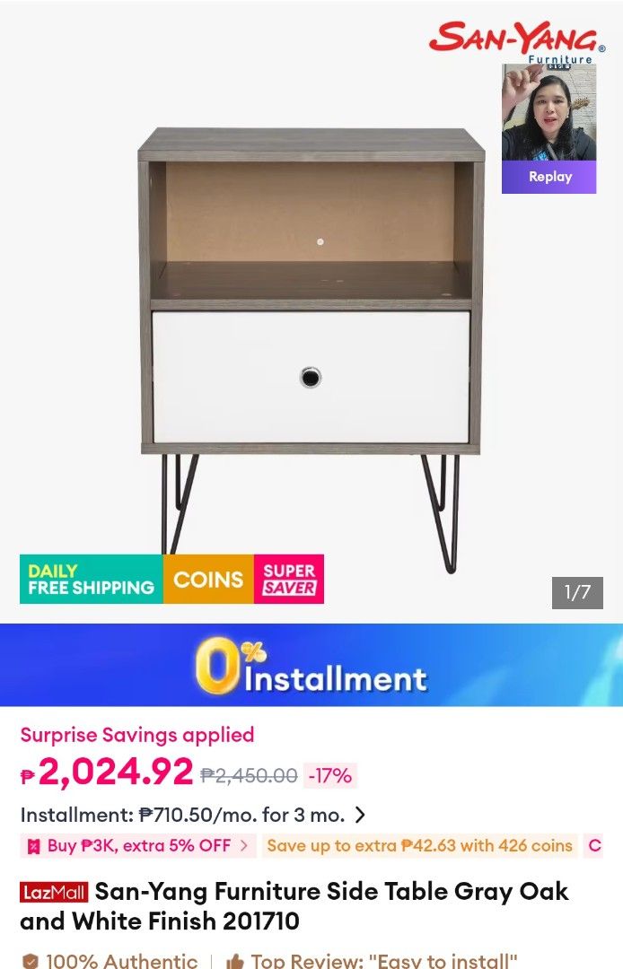 Side table (Category: Tables & Sets) located in San Mateo. Submitted by gelpgd (Listing ID 1444149525, Image 1). Description: months palang nagamit . RS: mag papalit ng mas slim.