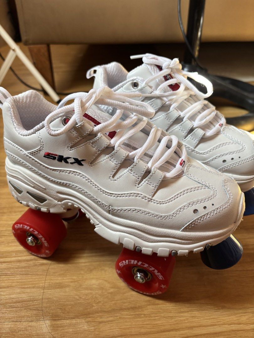 Skechers Four Wheelers Roller Skates (Category: Skates, Rollerblades & Scooters) located in Santa Cruz. Submitted by alyandcoleen (Listing ID 1444262741, Image 3). Description: SIZE US 6.5 / 23.5 CM Like new condition. Pra kang bumili ng bago. Twice used indoor. Note: pinalitan cushion and pivot cups kasi yung original na nakalagay is hard plastic madudurog lang..