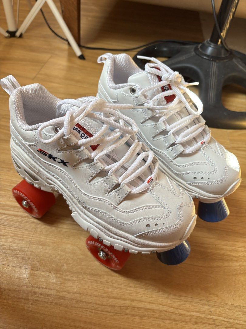 Skechers Four Wheelers Roller Skates (Category: Skates, Rollerblades & Scooters) located in Santa Cruz. Submitted by alyandcoleen (Listing ID 1444262741, Image 2). Description: SIZE US 6.5 / 23.5 CM Like new condition. Pra kang bumili ng bago. Twice used indoor. Note: pinalitan cushion and pivot cups kasi yung original na nakalagay is hard plastic madudurog lang..