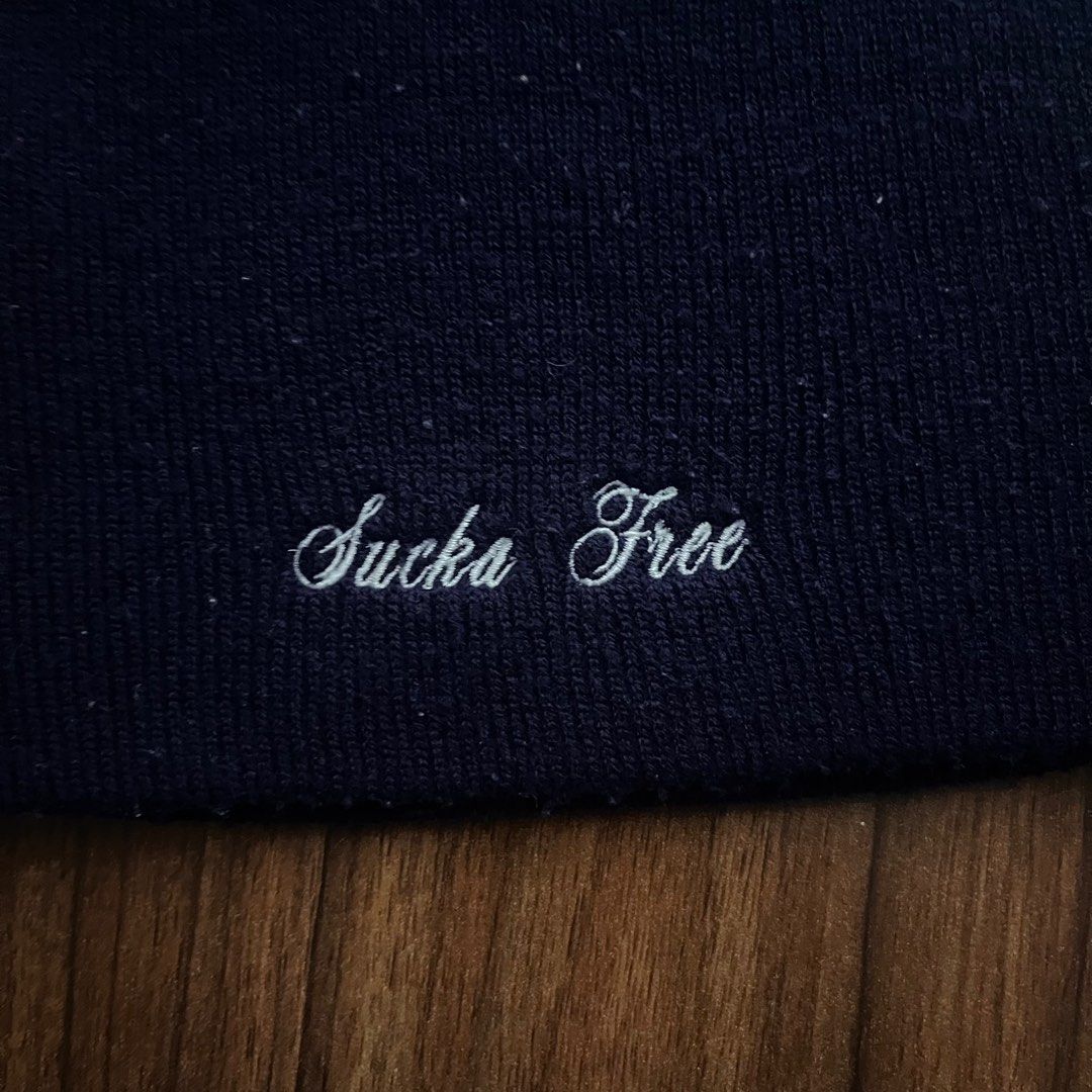 “Sucka free” statement beanie (Category: Beanies) located in Manila. Submitted by stackorstarve (Listing ID 1444295986, Image 3). Description: B22 Sucka Free Beanie One size fits most ₱700 Shipped DM FOR MORE DETAILS.