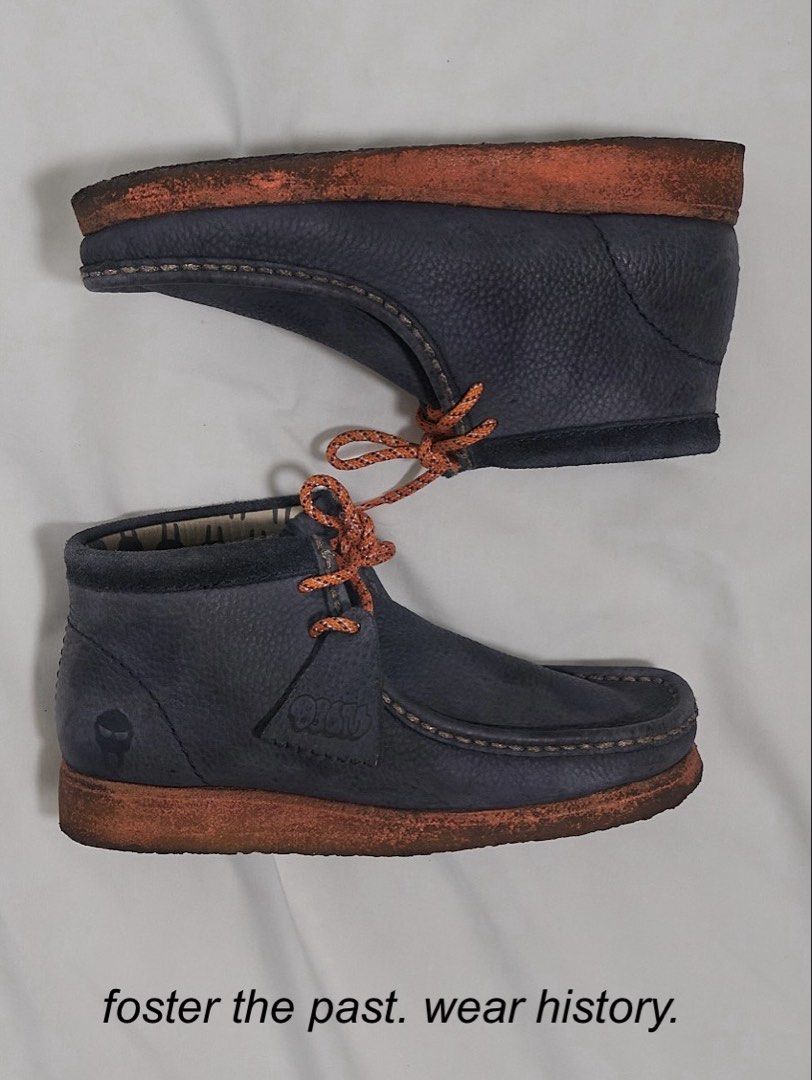 2014 MF Doom for Clarks ‘New York Knicks’ Wallabees Moc Boot (Category: Boots) located in Quezon City. Submitted by soourceph (Listing ID 1444453130, Image 1). Description: Classic Knicks colors celebrating DOOM’s fanaticism to New York. Although having been born in London, DOOM grew his rap career in Long Beach, New York. Featuring leather and suede construction. Reflective stitching on the Moc Toe and the bungee cord laces. inquiries and offers