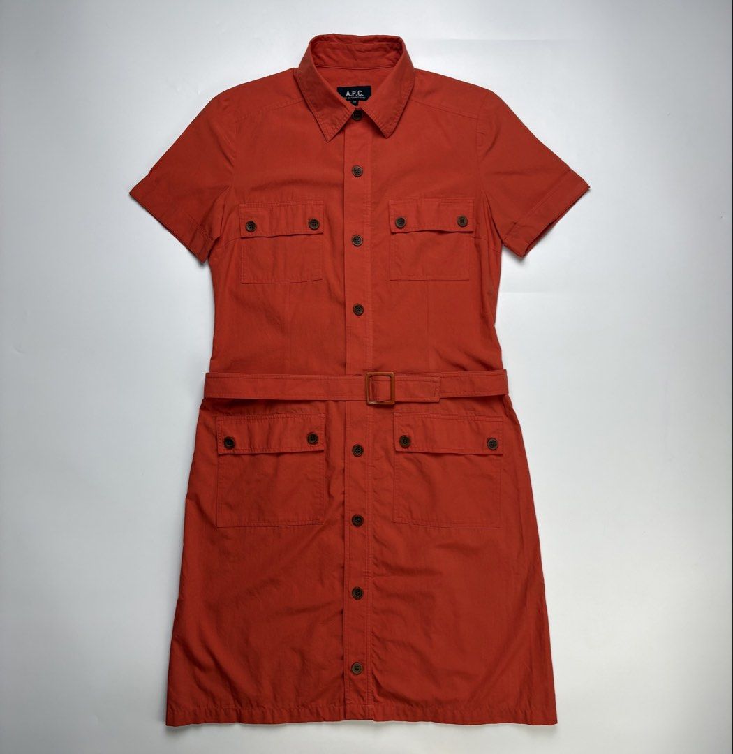 A.P.C Utility Shirt Dress (Category: Dresses) located in Cavite. Submitted by sc_rcity (Listing ID 1444449218, Image 1). Description: Tagged Size : 36| Small Women’s Authentic Like New No Flaw Made in Tunisia Complete with belt No Inclusion Width 17 Length 36 Shoulder 13.5 Sleeve 7.5.