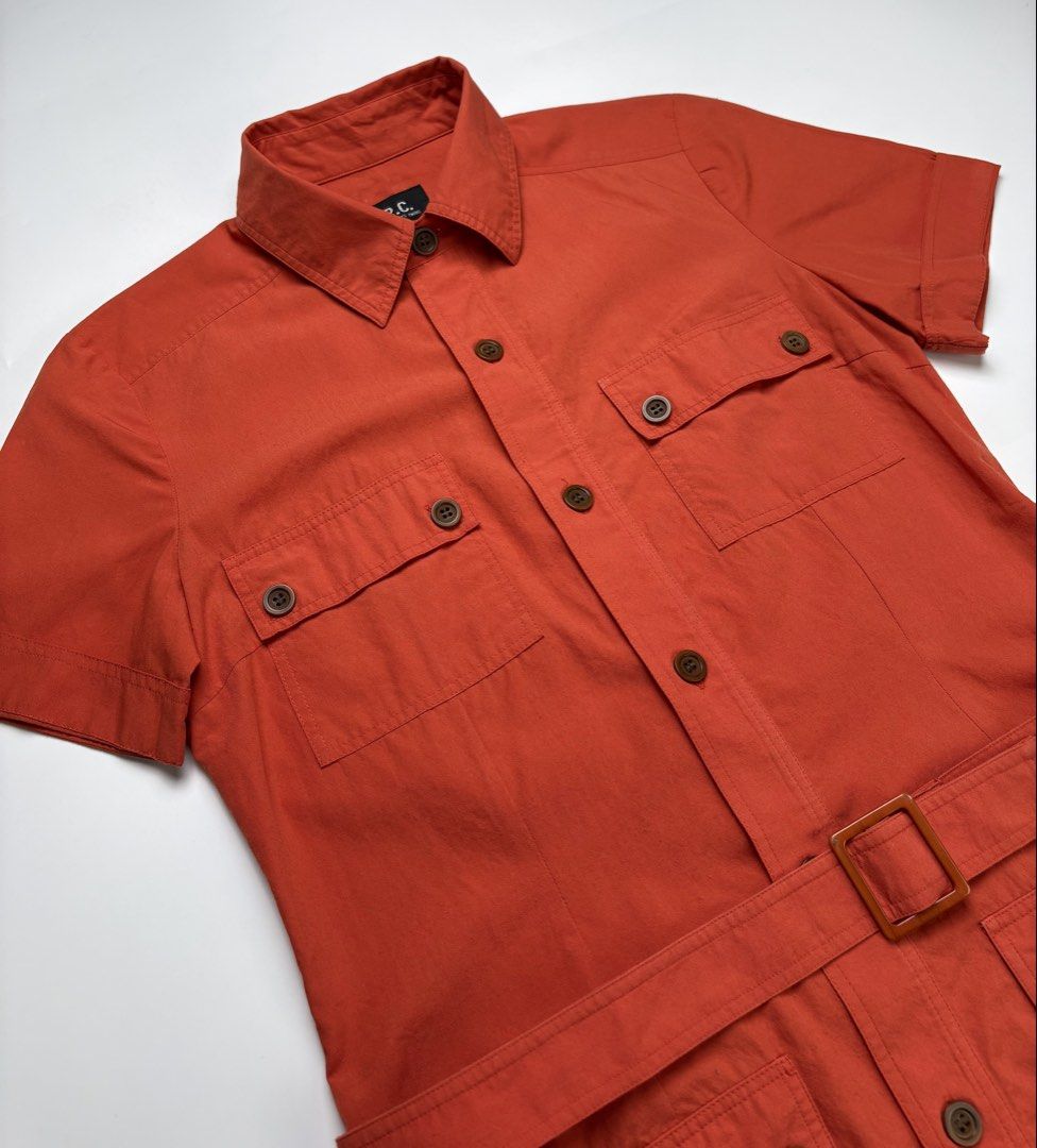 A.P.C Utility Shirt Dress (Category: Dresses) located in Cavite. Submitted by sc_rcity (Listing ID 1444449218, Image 3). Description: Tagged Size : 36| Small Women’s Authentic Like New No Flaw Made in Tunisia Complete with belt No Inclusion Width 17 Length 36 Shoulder 13.5 Sleeve 7.5.
