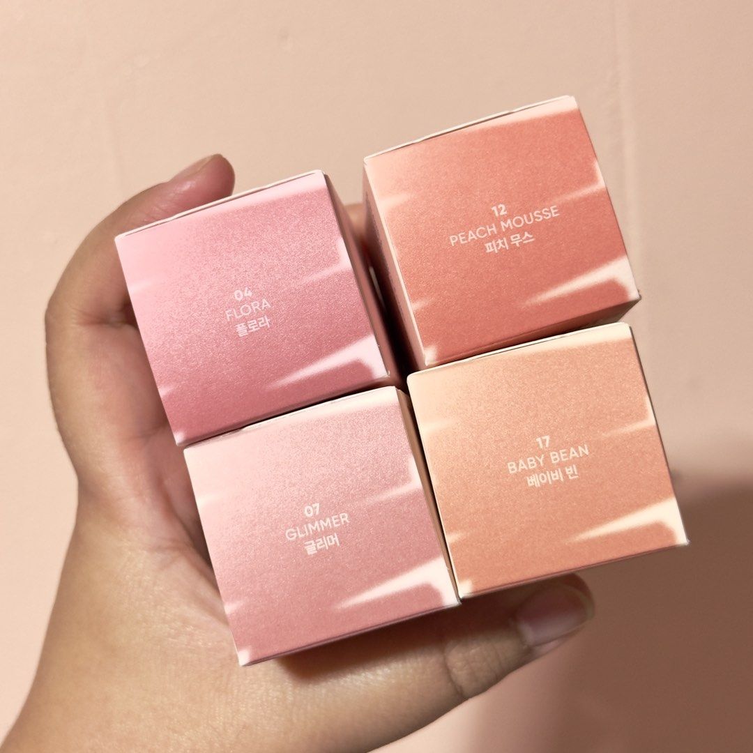 B. Romantic Blush Lip & Cheek Tint - Multiple Shades Available (Category: Makeup) located in Taguig. Submitted by cris_021 (Listing ID 1444451015, Image 2). Description: - swatched only - Available Shades: - Flora (04) - Glimmer (07) - Peach Mousse (12) - Baby Bean (17) - 450 each.