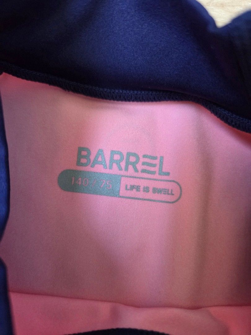 Barrel 2-pc swimwear (Category: Babies & Kids Fashion) located in Cebu City. Submitted by memcy (Listing ID 1444324915, Image 2). Description: Swimwear in excellent condition, but with a minor stitching repair on the skort. Barely visible though. Pls see last photo..