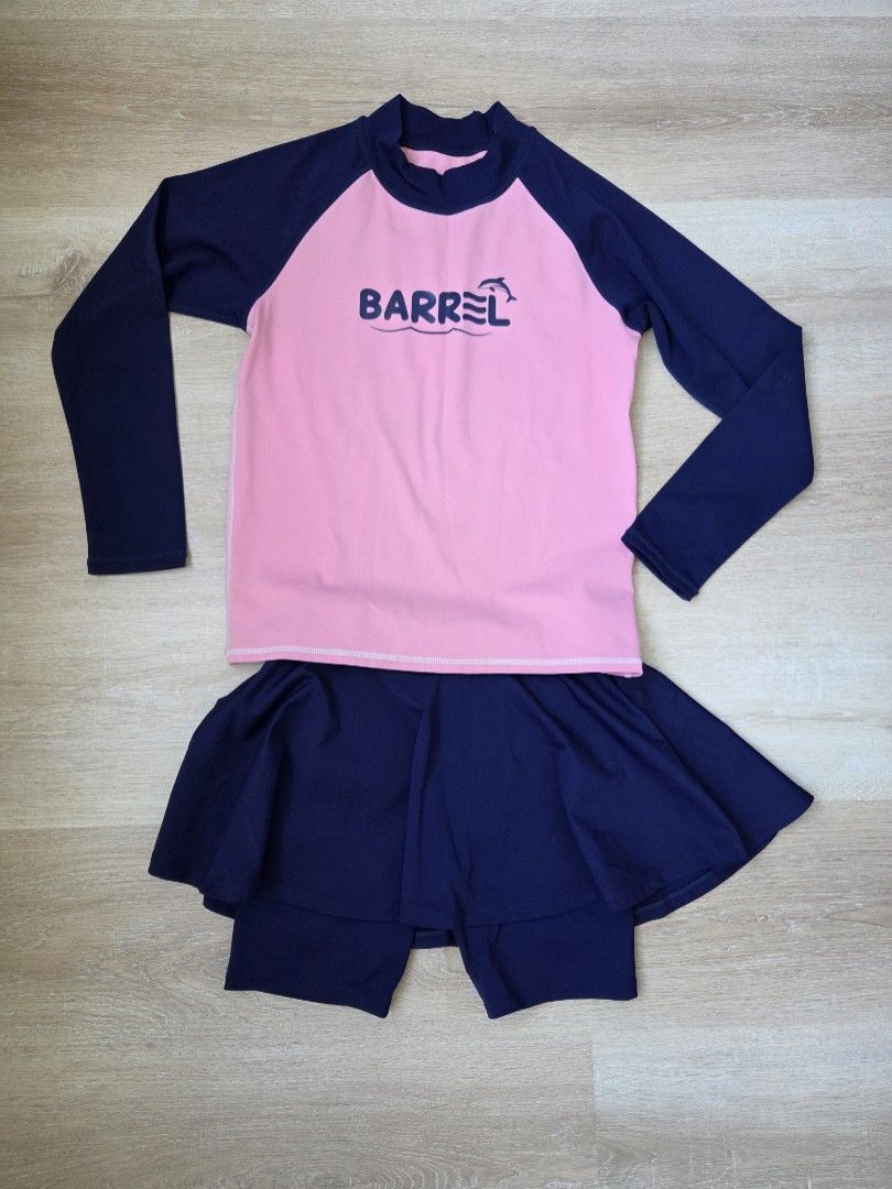 Barrel 2-pc swimwear (Category: Babies & Kids Fashion) located in Cebu City. Submitted by memcy (Listing ID 1444324915, Image 1). Description: Swimwear in excellent condition, but with a minor stitching repair on the skort. Barely visible though. Pls see last photo..