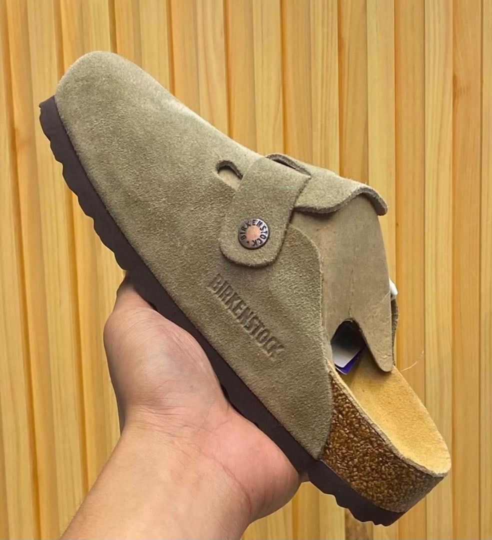 Birkenstock Boston Suede Clogs Taupe (Category: Slippers & Slides) located in Manila. Submitted by santosrich_419 (Listing ID 1444405601, Image 3). Description: - Birkenstock Boston Clogs - Color: Taupe Suede - Features: Classic cork footbed, adjustable strap Availble all sizes - Style: Comfortable and stylish for everyday wear - Convenience: Easy to slip on and off - Ideal for: Birkenstock lovers.